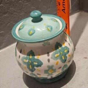 Dutch Wax Teal Cereamic Sugar Bowl